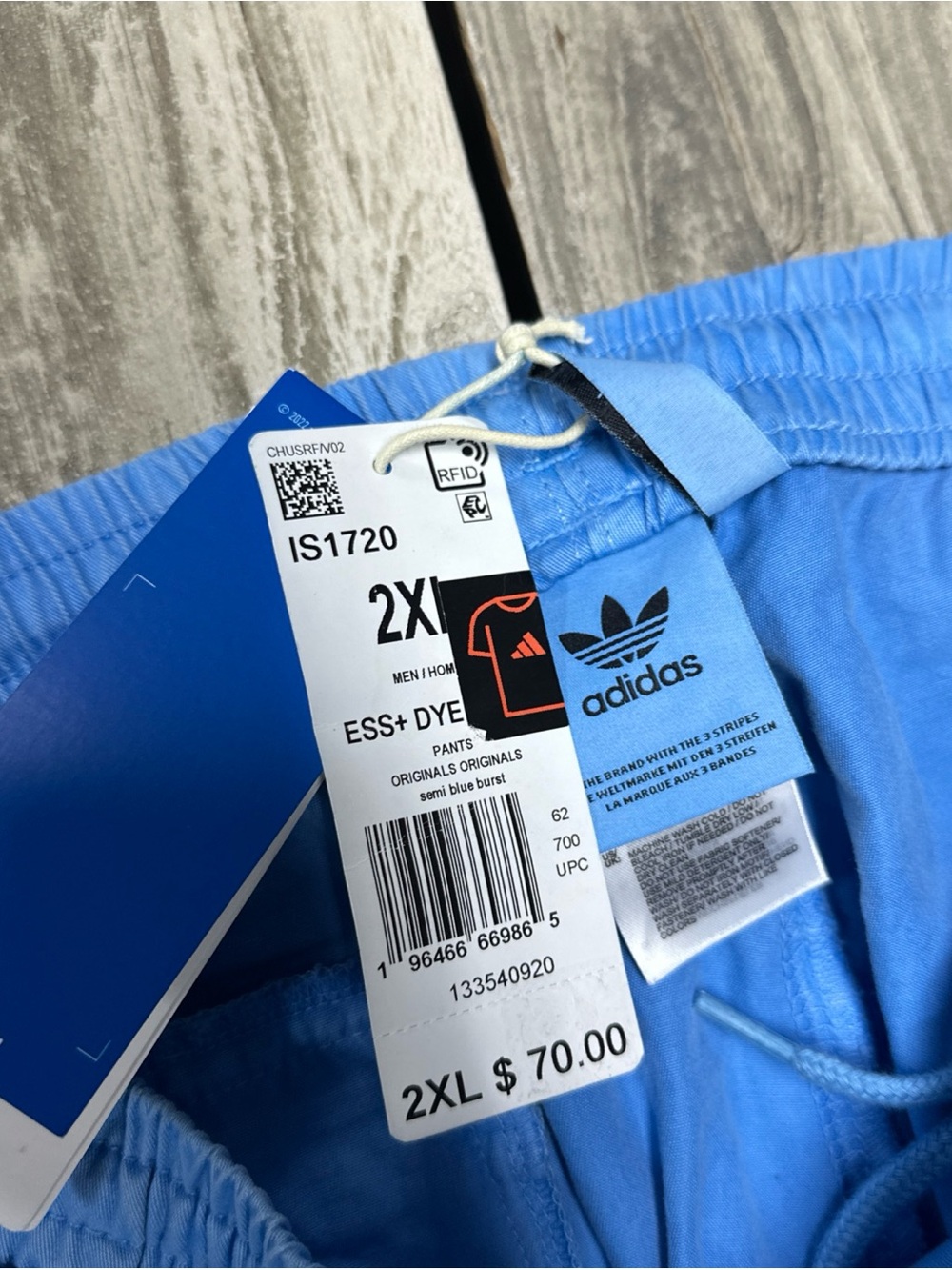 NWT Adidas Trefoil Essentials + Dye Woven Pants 2XL Semi Blue Burst Msrp $70 - Picture 3 of 9